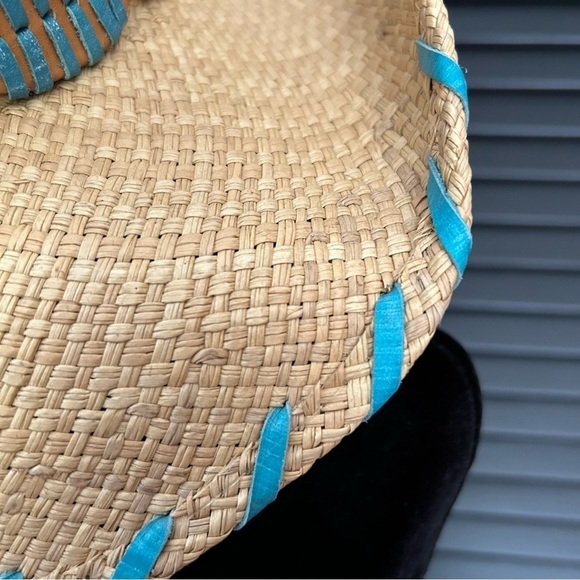 Bullhide Woven Straw Cowboy Hat With Turquoise Details, Size Small - Picture 12 of 16